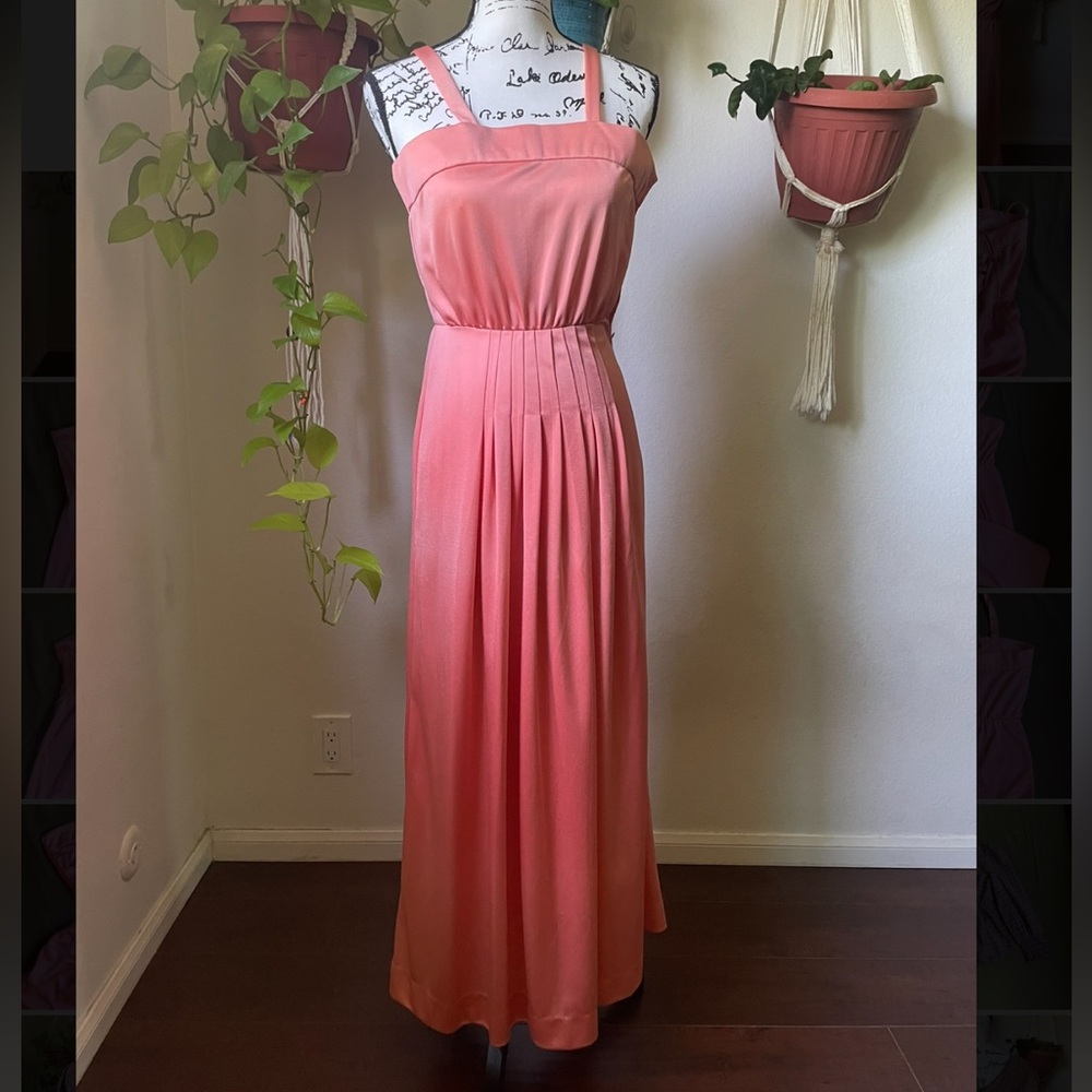 Handmade vintage pink chiffon maxi dress, size US 2